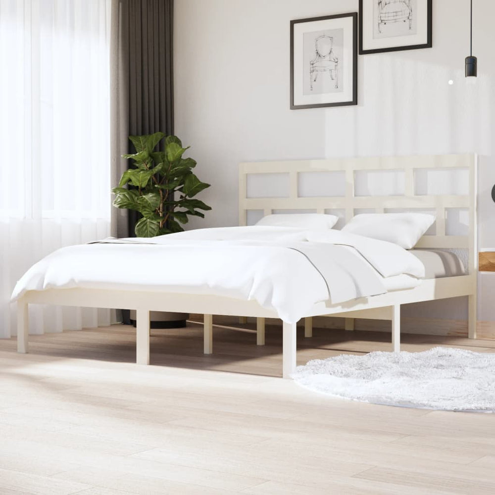 vidaXL Lit en bois massif blanc pin 160x200 cm