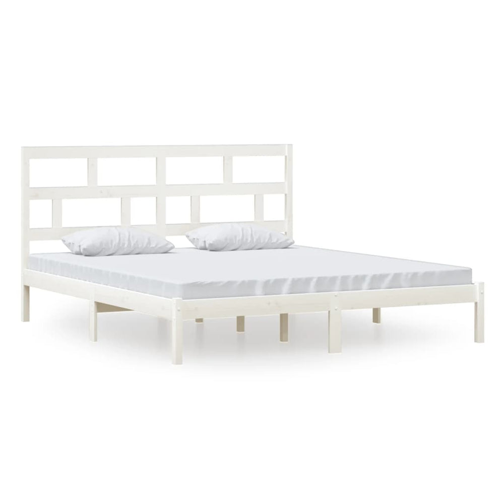 vidaXL Lit en bois massif blanc 180x200 cm