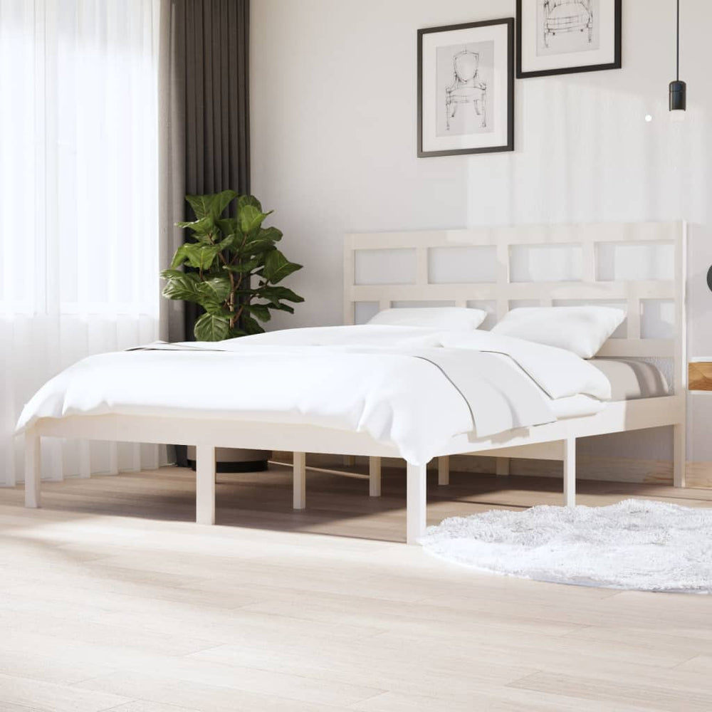 vidaXL Lit en bois massif blanc 180x200 cm