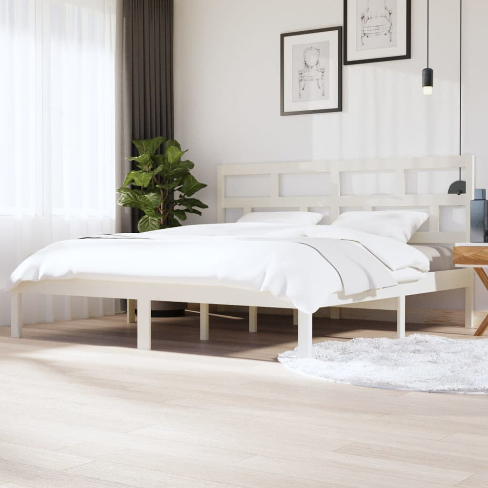 vidaXL Lit en bois massif blanc pin 200x200 cm