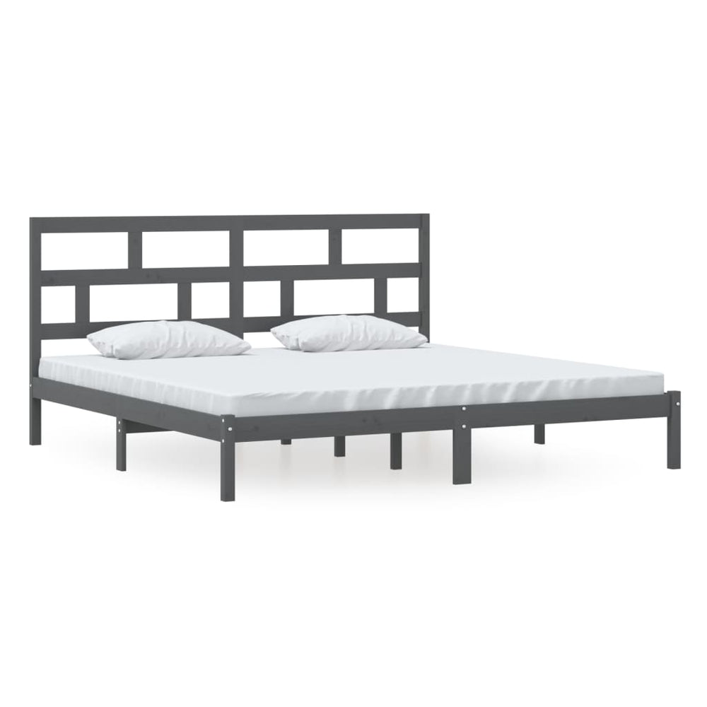 vidaXL Lit en bois massif gris pin 200x200 cm