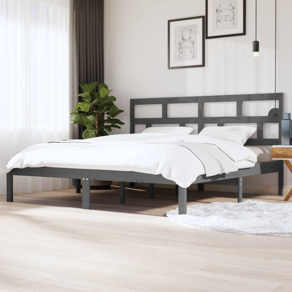 vidaXL Lit en bois massif gris pin 200x200 cm