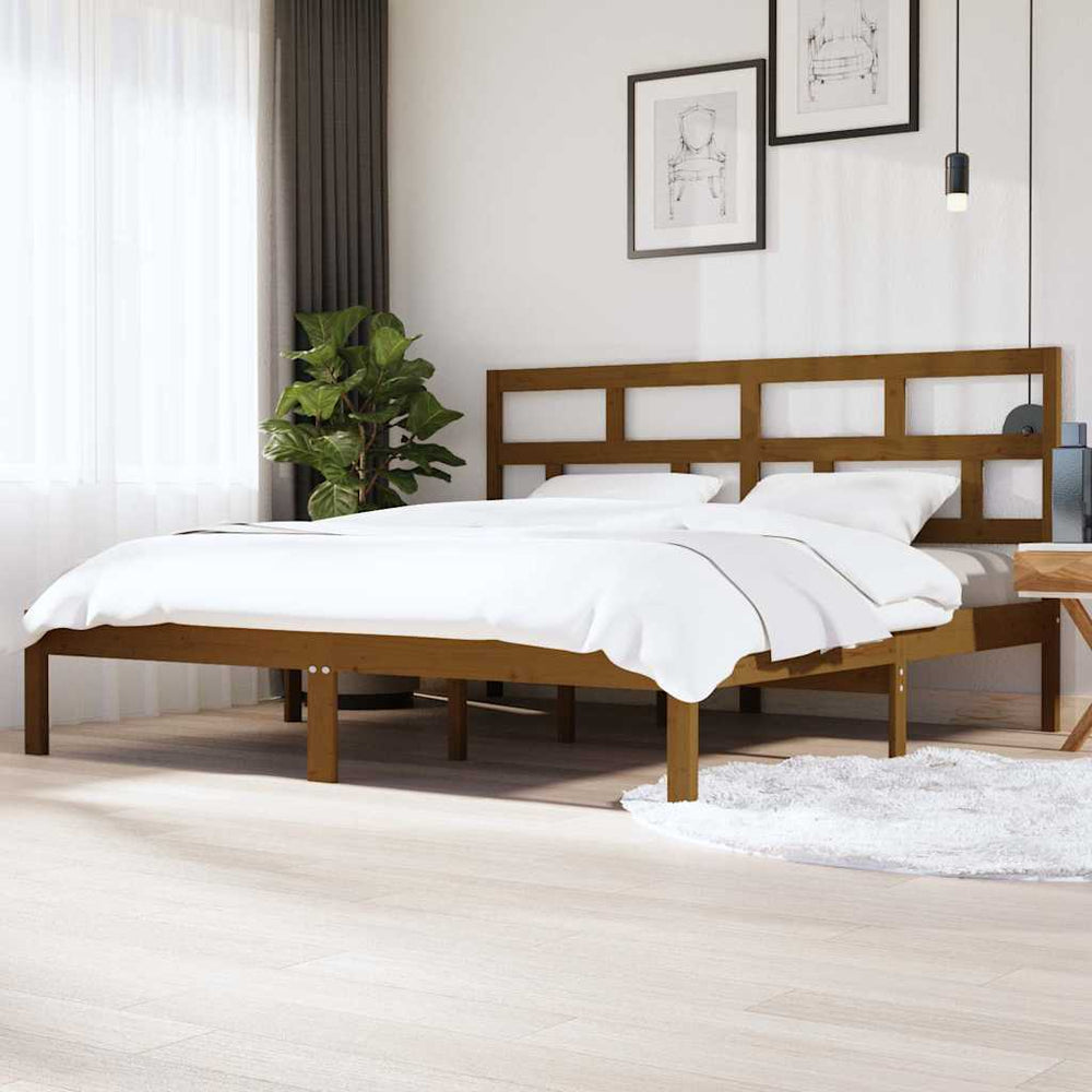 vidaXL Lit en bois massif marron miel pin 200x200 cm