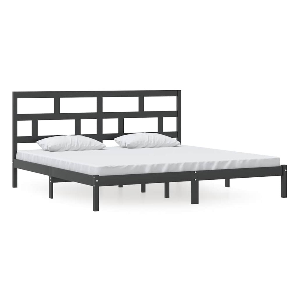 vidaXL Lit en bois massif noir pin 200x200 cm
