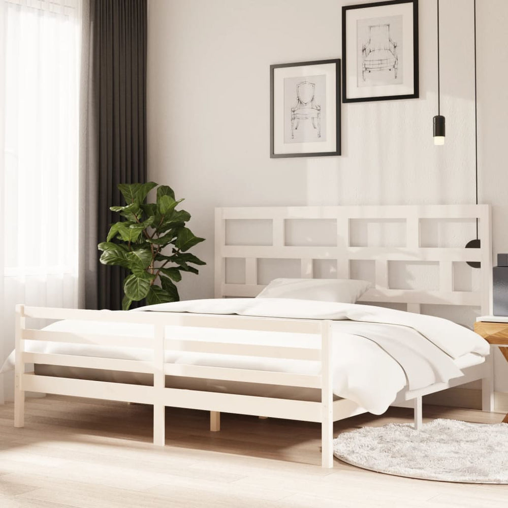 vidaXL Lit en bois massif blanc pin 200x200 cm