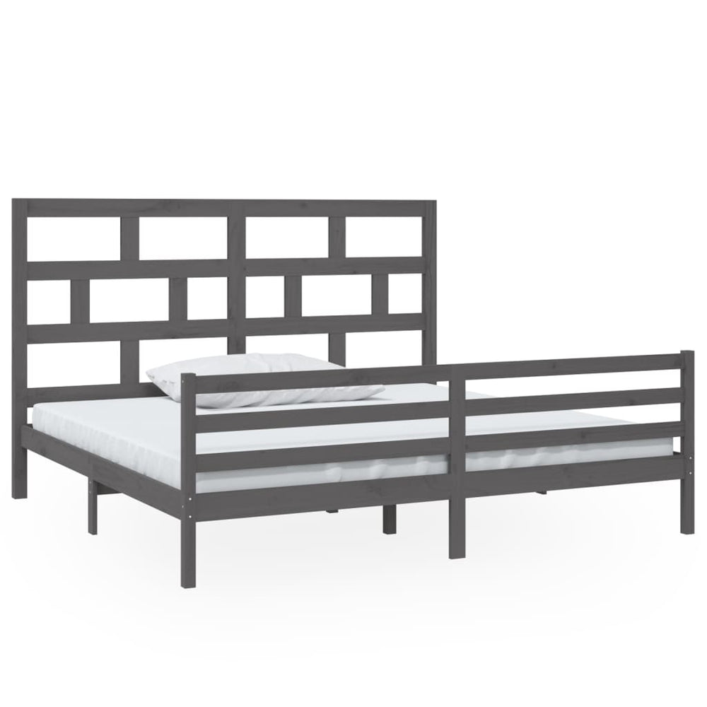vidaXL Lit en bois massif gris pin 200x200 cm