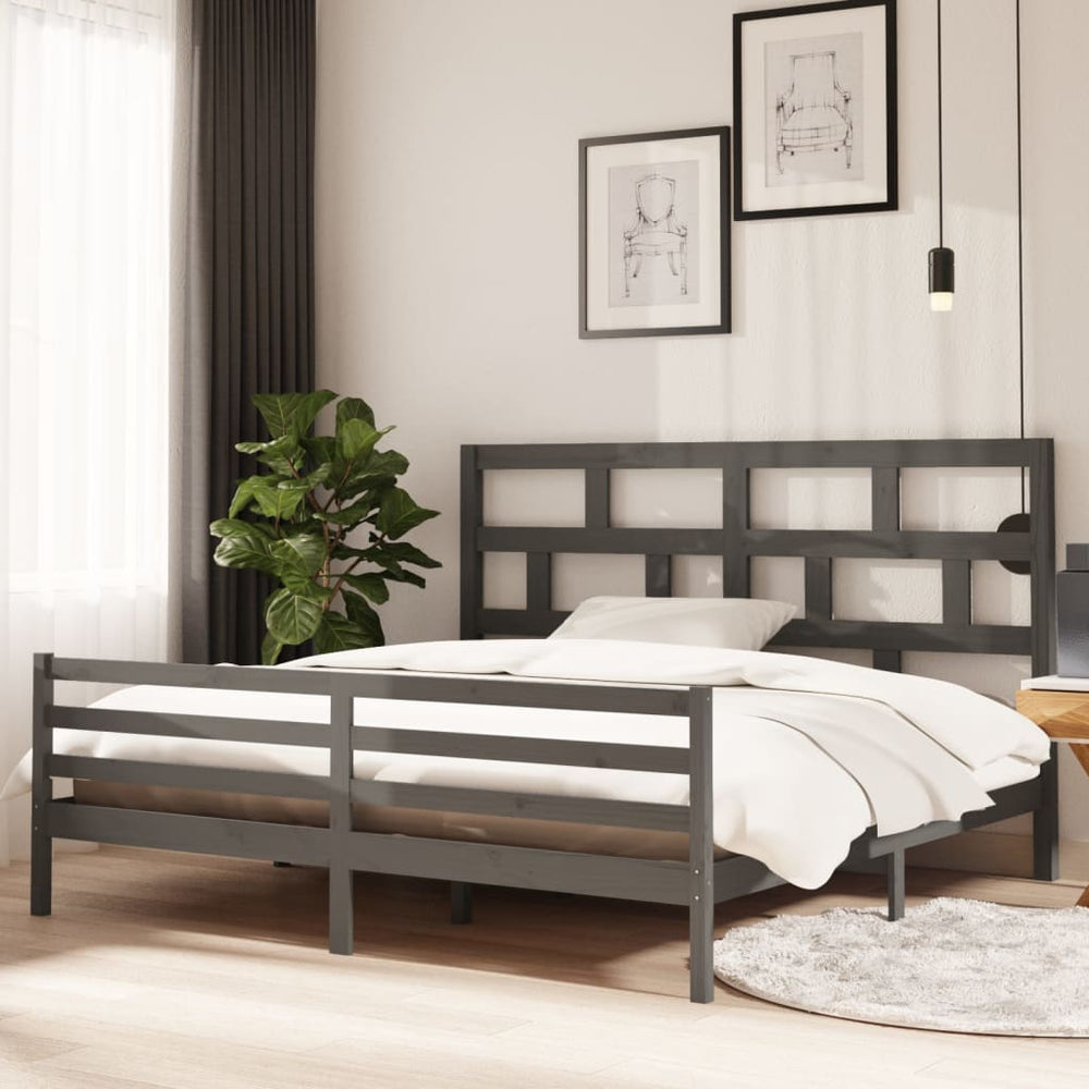 vidaXL Lit en bois massif gris pin 200x200 cm