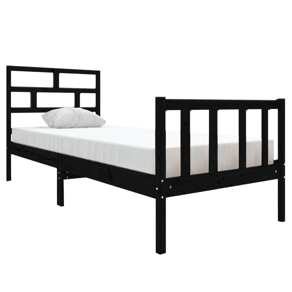 vidaXL Lit en bois massif noir pin 75x190 cm