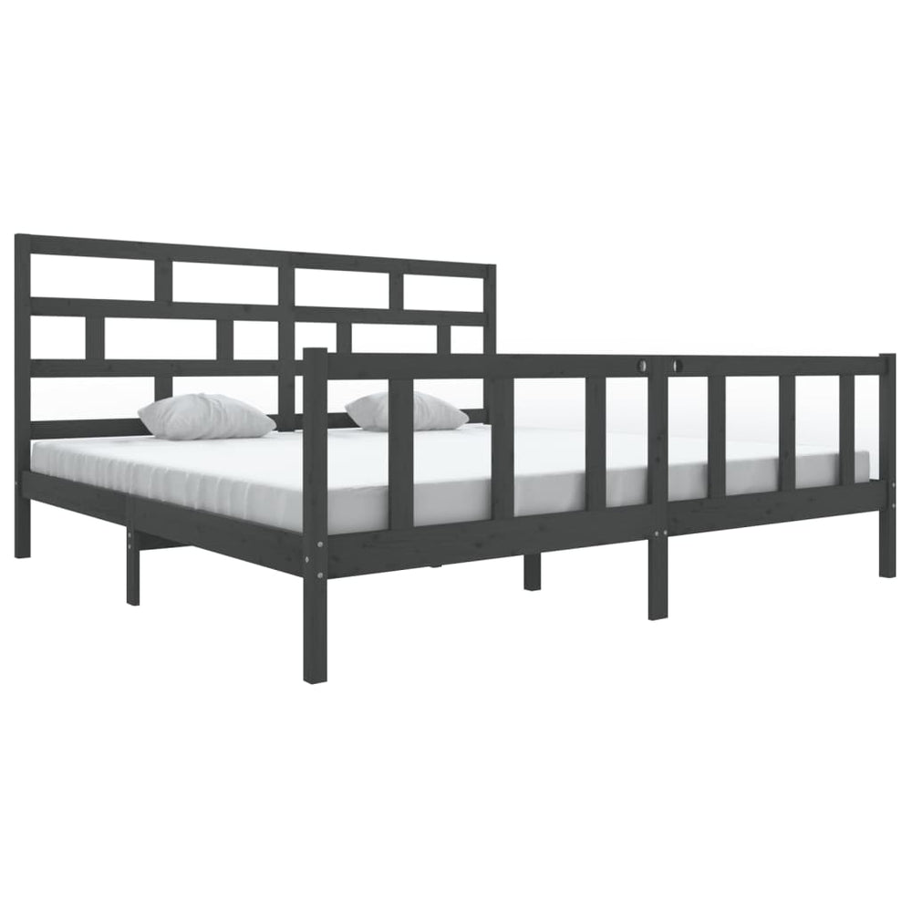 vidaXL Lit en bois massif gris pin 200x200 cm