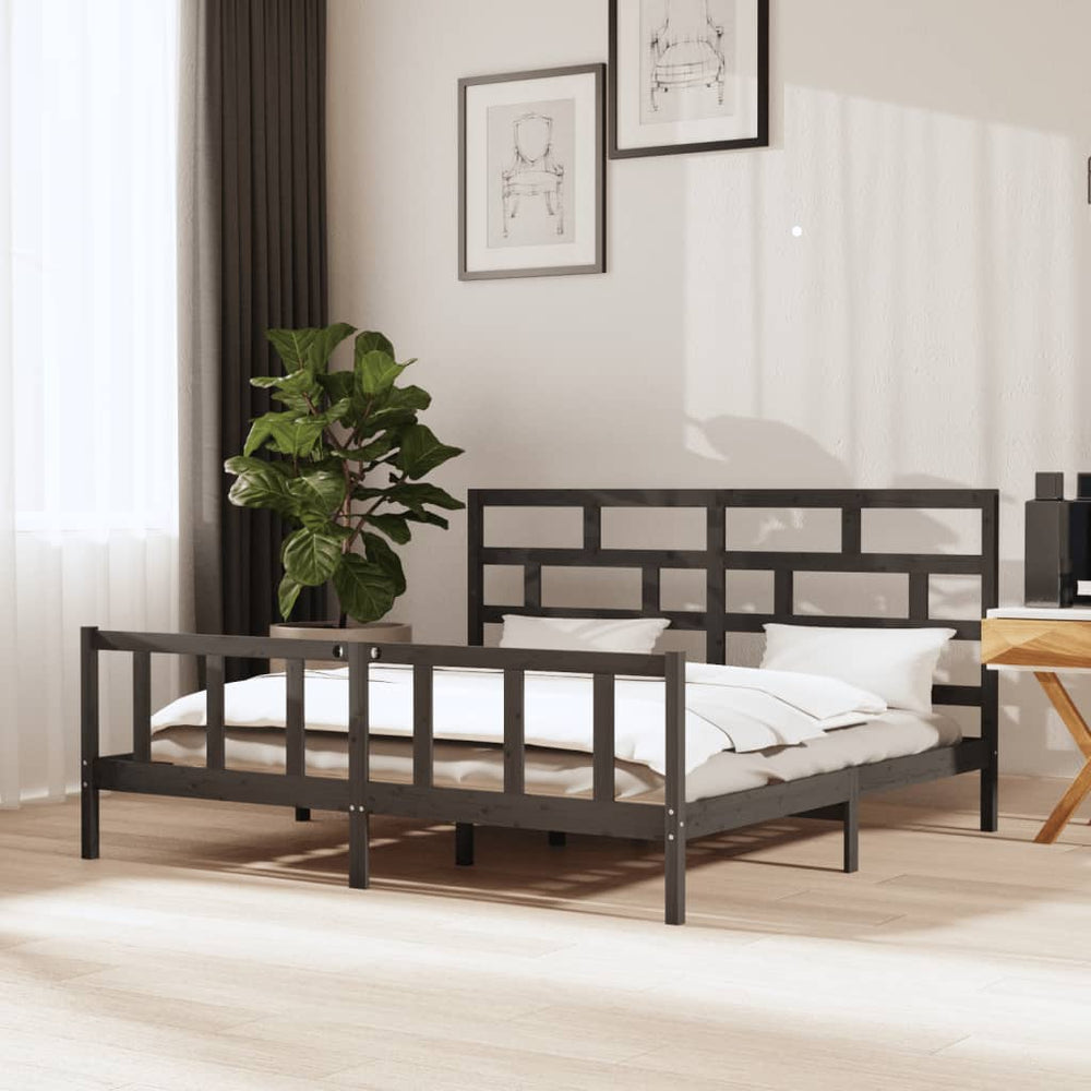 vidaXL Lit en bois massif gris pin 200x200 cm