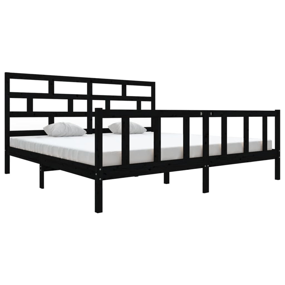 vidaXL Lit en bois massif noir pin 200x200 cm