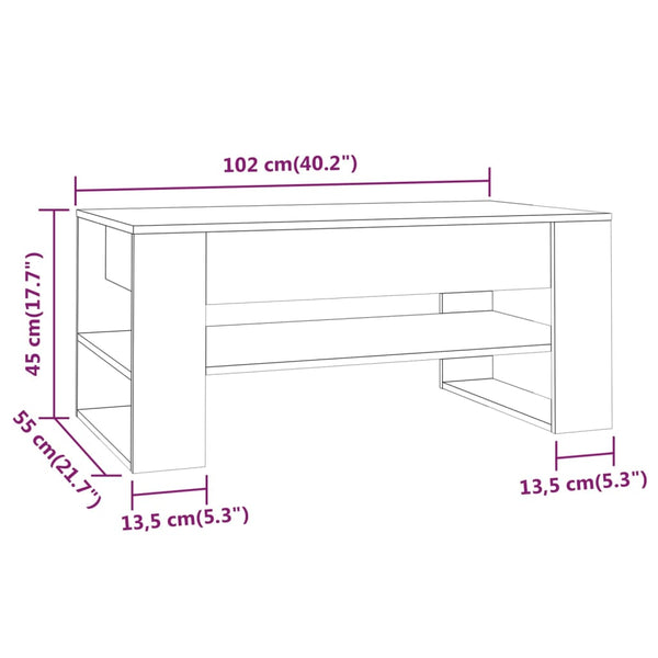 Weißer Couchtisch 102x55 cm