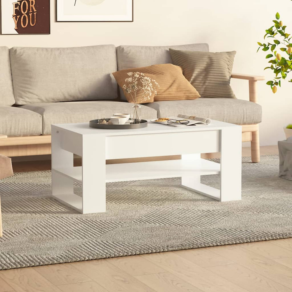 vidaXL Table basse Blanc 102x55x45 cm Bois d'ingénierie
