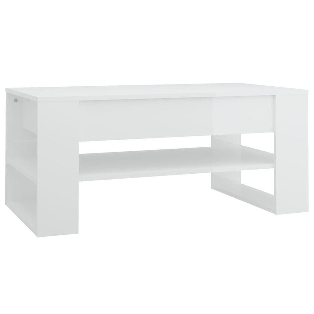 vidaXL Table basse Blanc brillant 102x55x45 cm Aggloméré