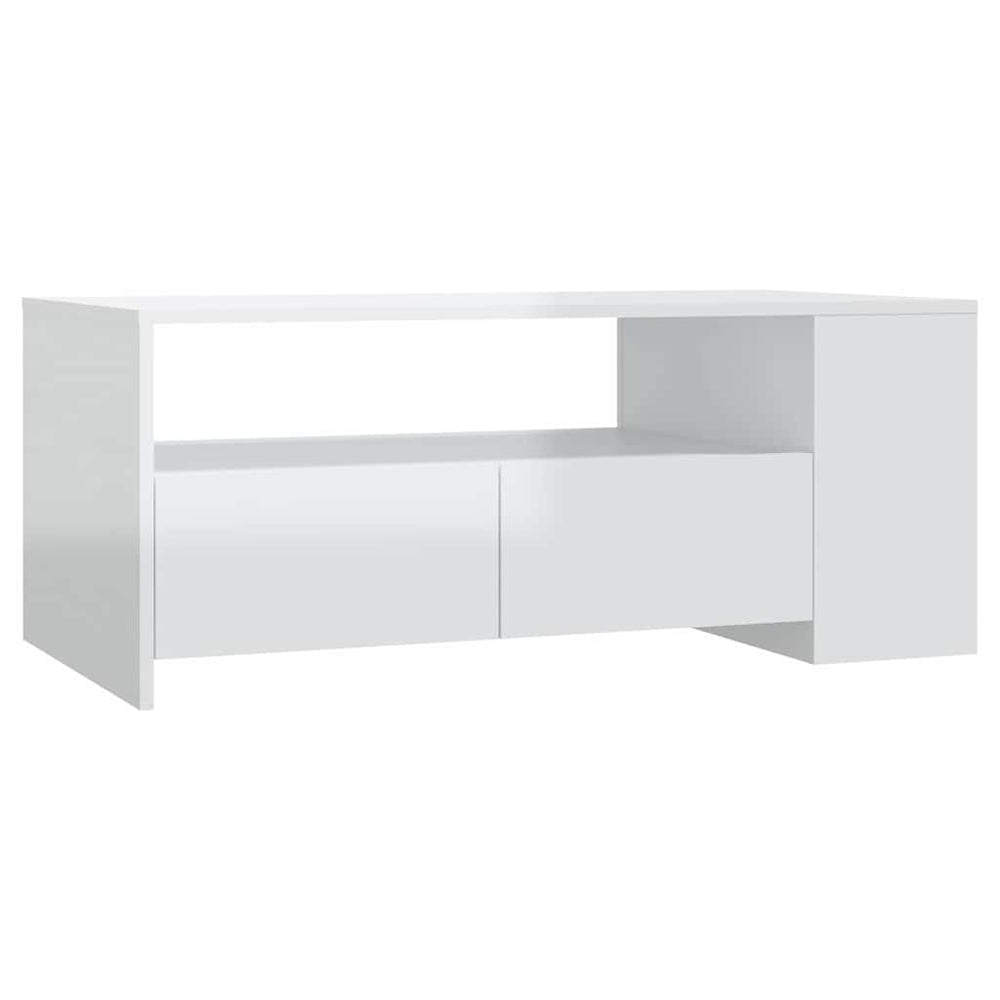 vidaXL Table basse Blanc brillant 102x55x42 cm Bois d'ingénierie
