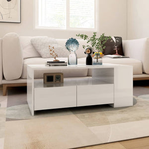 Couchtisch Hochglanz Weiß 102x55 cm