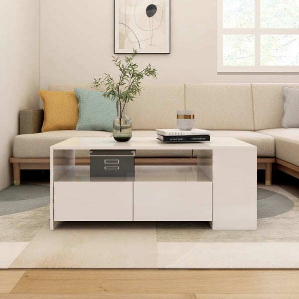 Couchtisch Hochglanz Weiß 102x55 cm