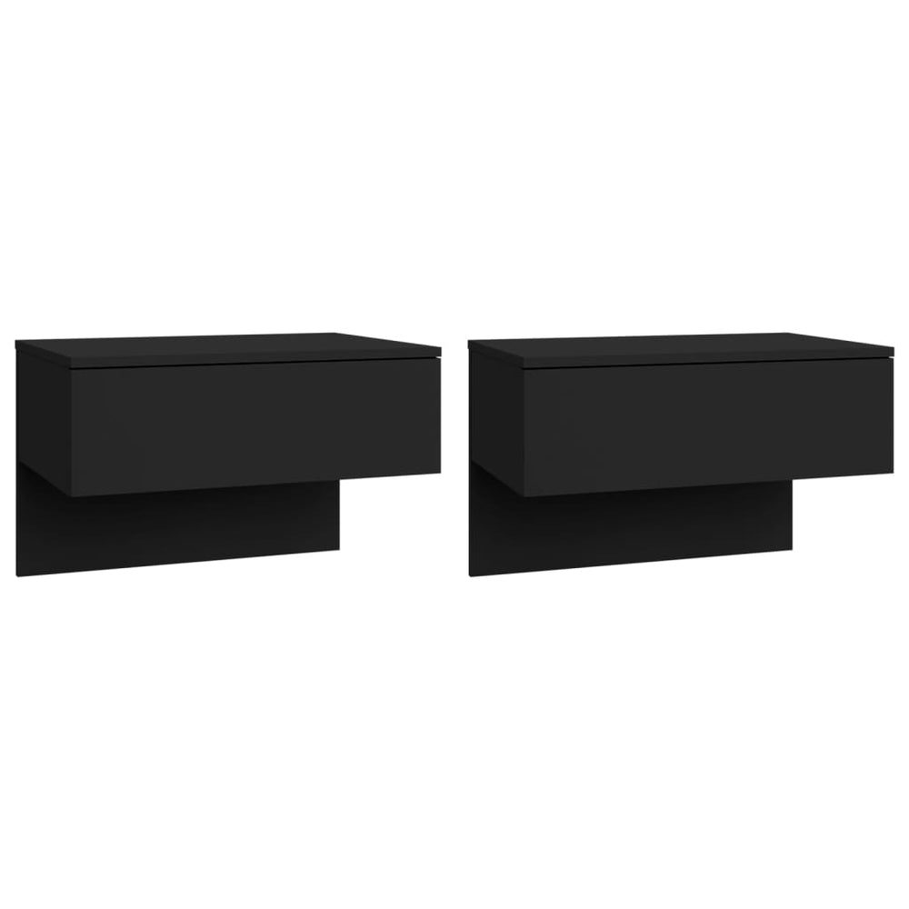 Wand-Nachttische 2er Set, Schwarz