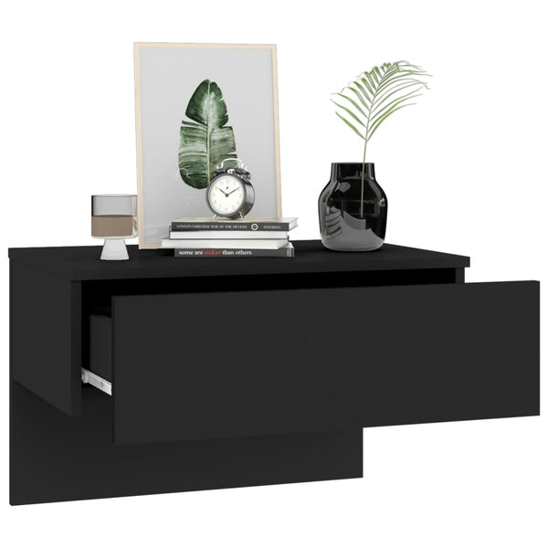 Wand-Nachttische 2er Set, Schwarz