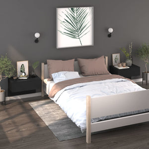 Wand-Nachttische 2er Set, Schwarz