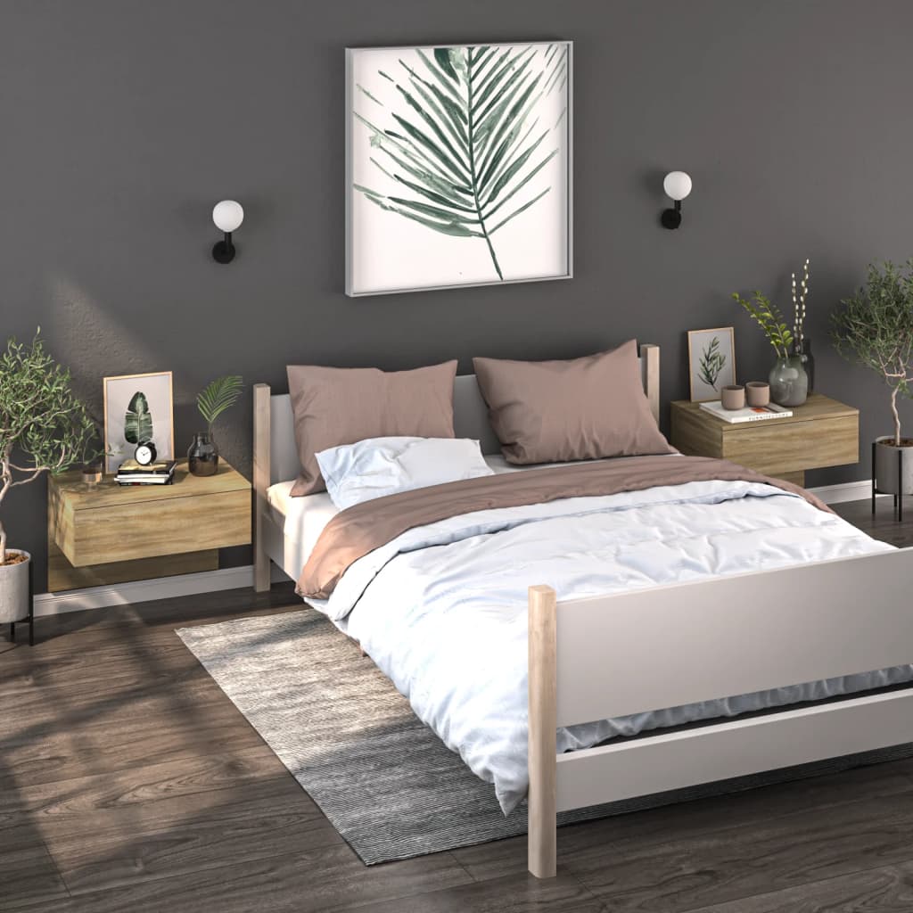 Wand-Nachttische 2er Set Sonoma-Eiche