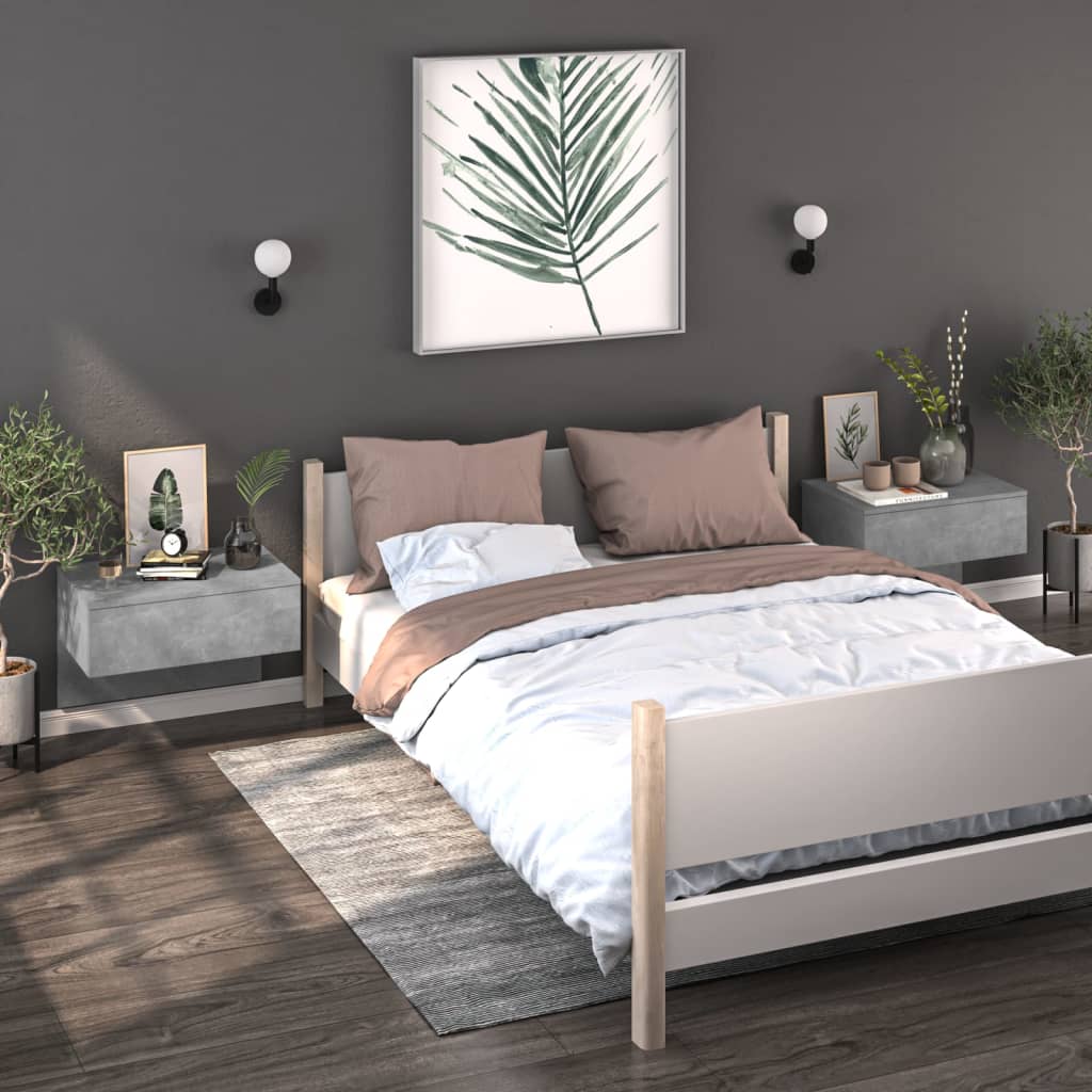 Wand-Nachttische 2er Set Betongrau
