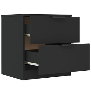 Schwarzer Holz Nachttisch mit 2 Schubladen