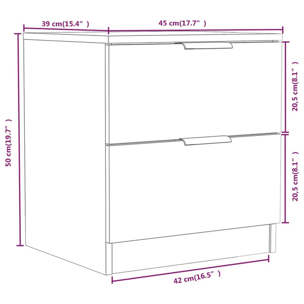 Schwarzer Holz Nachttisch mit 2 Schubladen