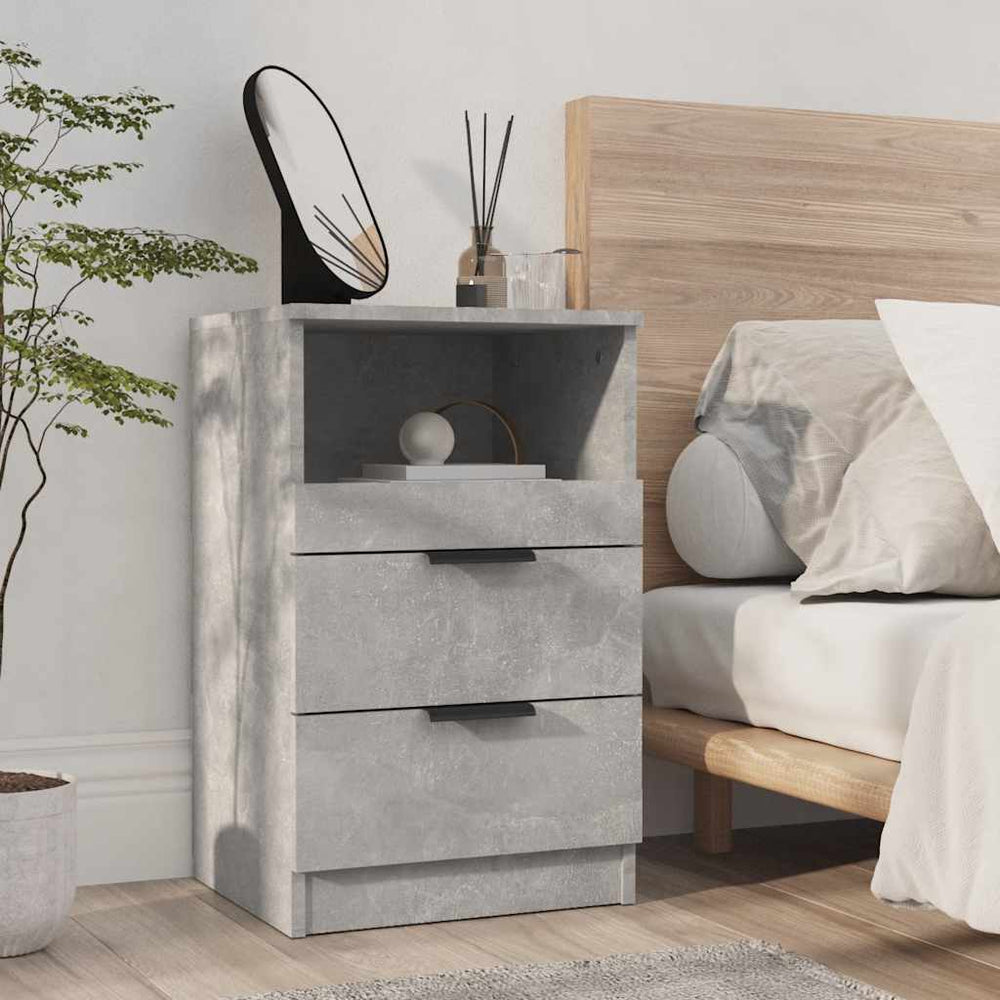 vidaXL Nightstand Concrete Gray Engineered Wood