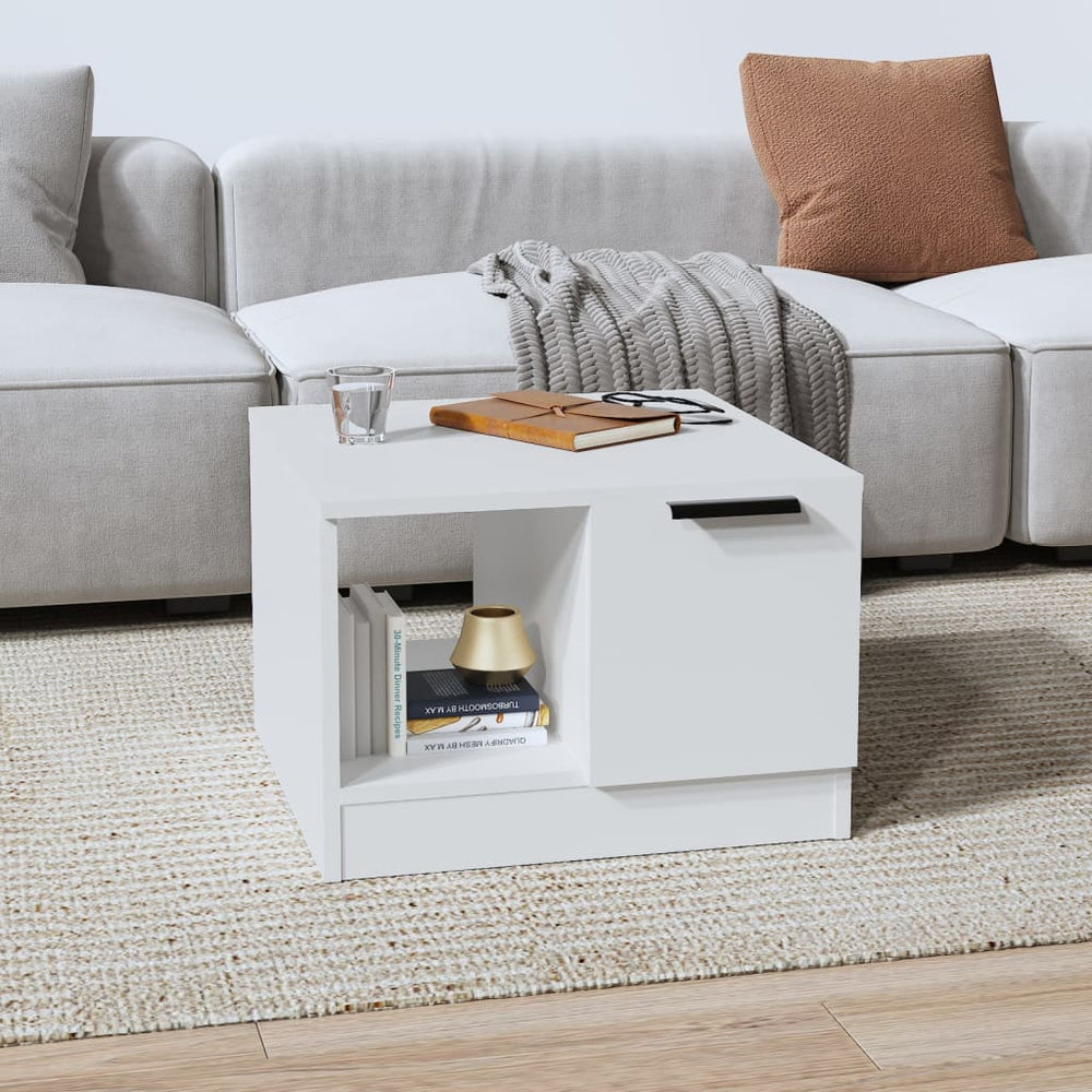vidaXL Table basse blanche 50x50x36 cm en bois d'ingénierie