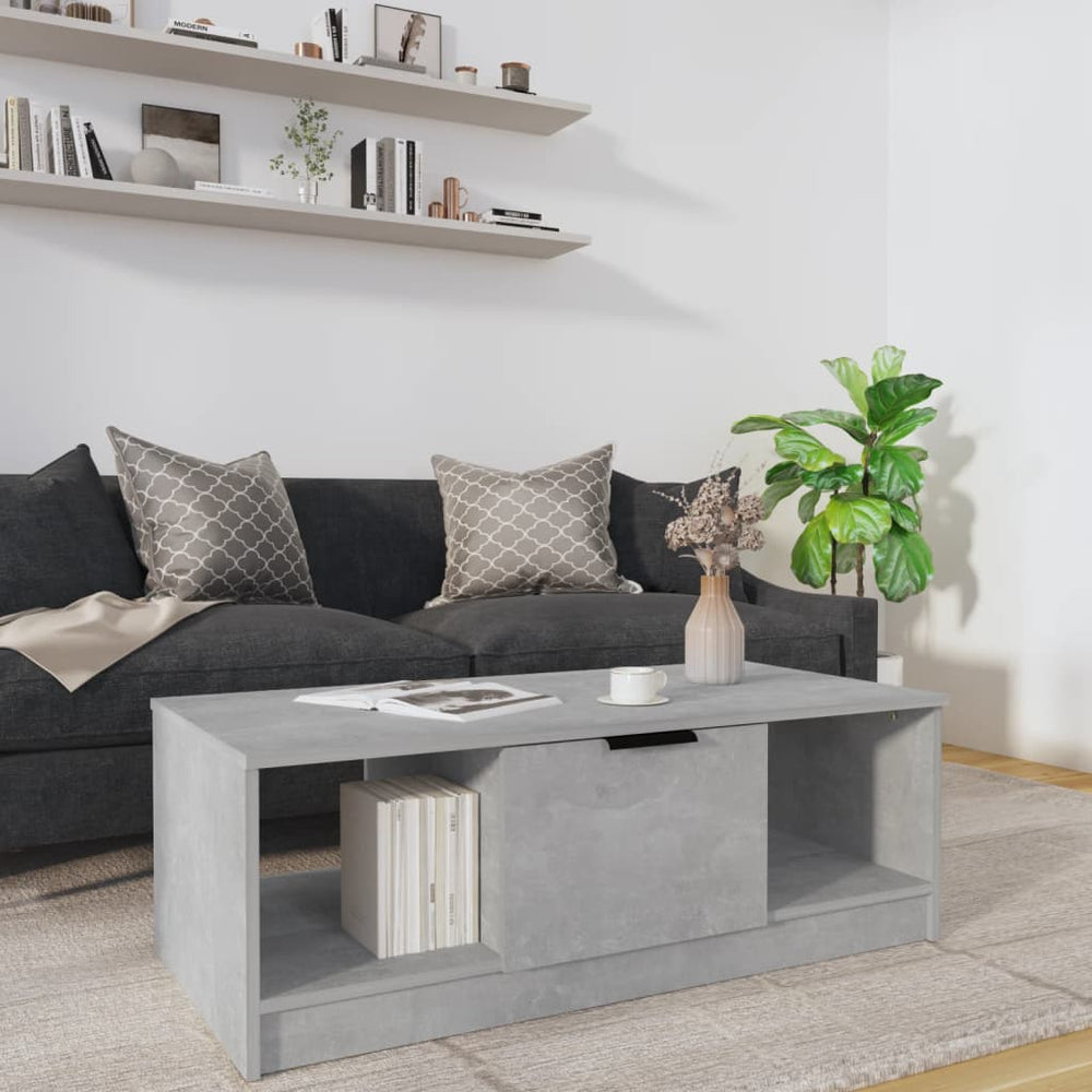 vidaXL Table basse gris béton 102x50x36 cm Aggloméré
