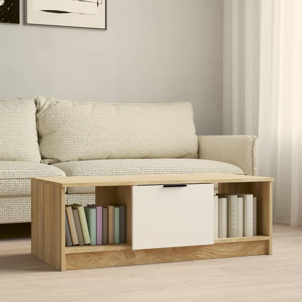 Couchtisch Weiß Sonoma-Eiche 102x50 cm