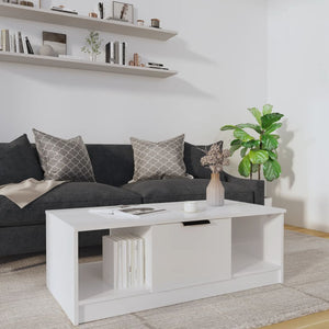 Couchtisch Hochglanz Weiß 102x50 cm