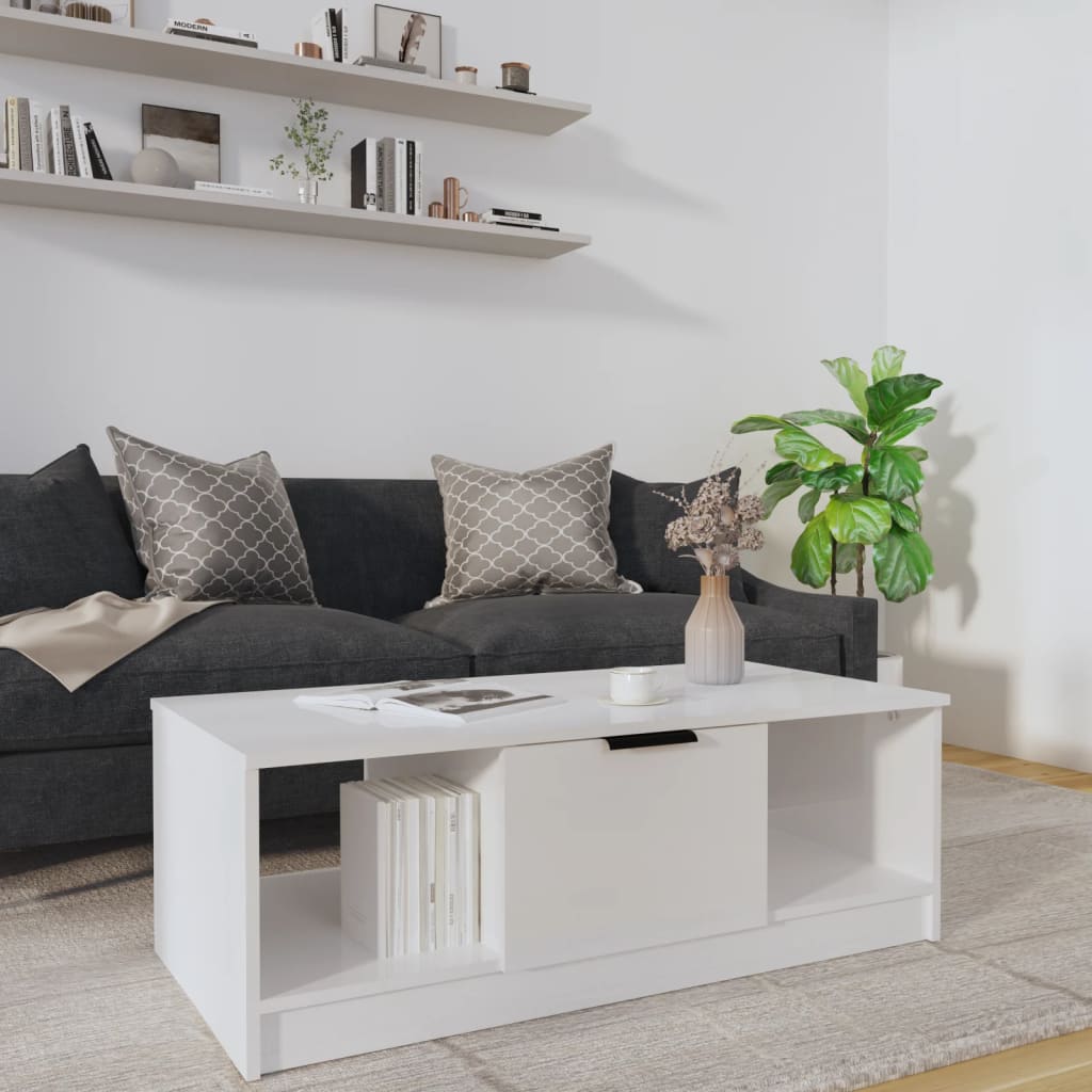 Couchtisch Hochglanz Weiß 102x50 cm