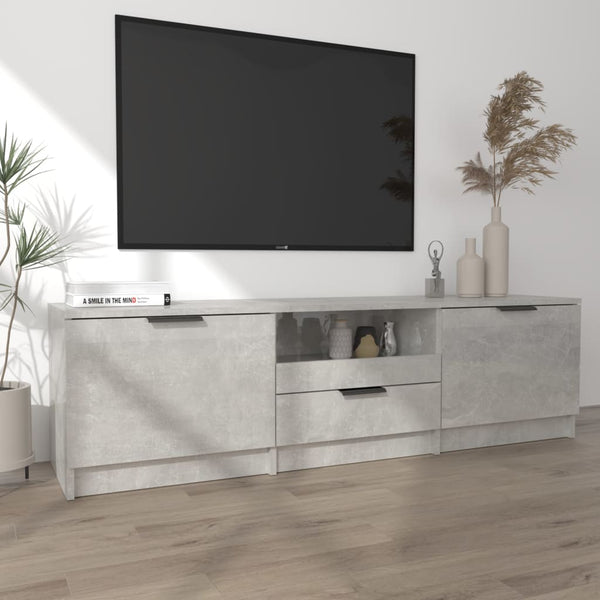 vidaXL Meuble TV gris béton 140x35x40 cm Bois d'ingénierie
