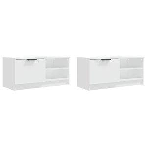 TV-Schränke Weiß Holz 80cm, 2er Set