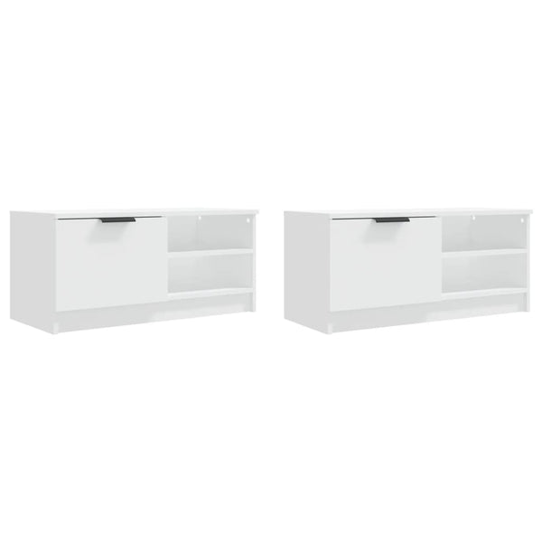 TV-Schränke Weiß Holz 80cm, 2er Set