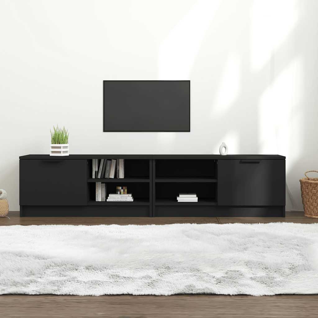TV-Schränke Schwarz, 2er Set, 80 cm