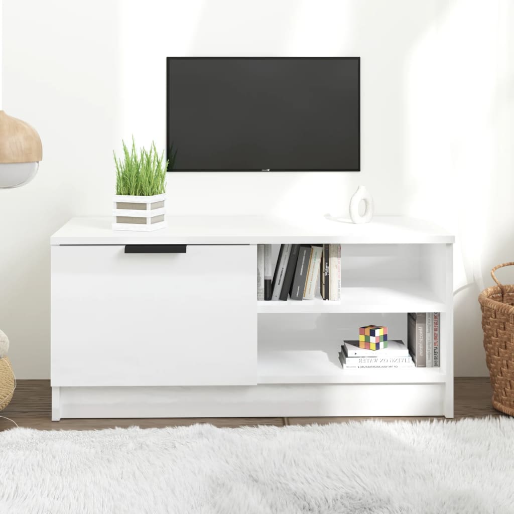 TV-Schrank Hochglanz Weiß 80 cm