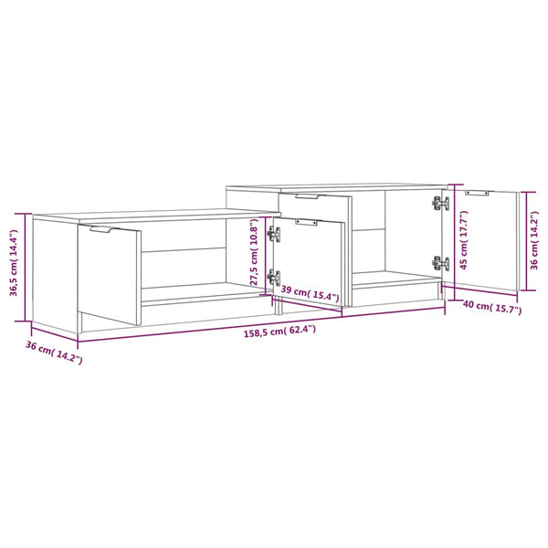 TV-Schrank Hochglanz Weiß 158,5 cm