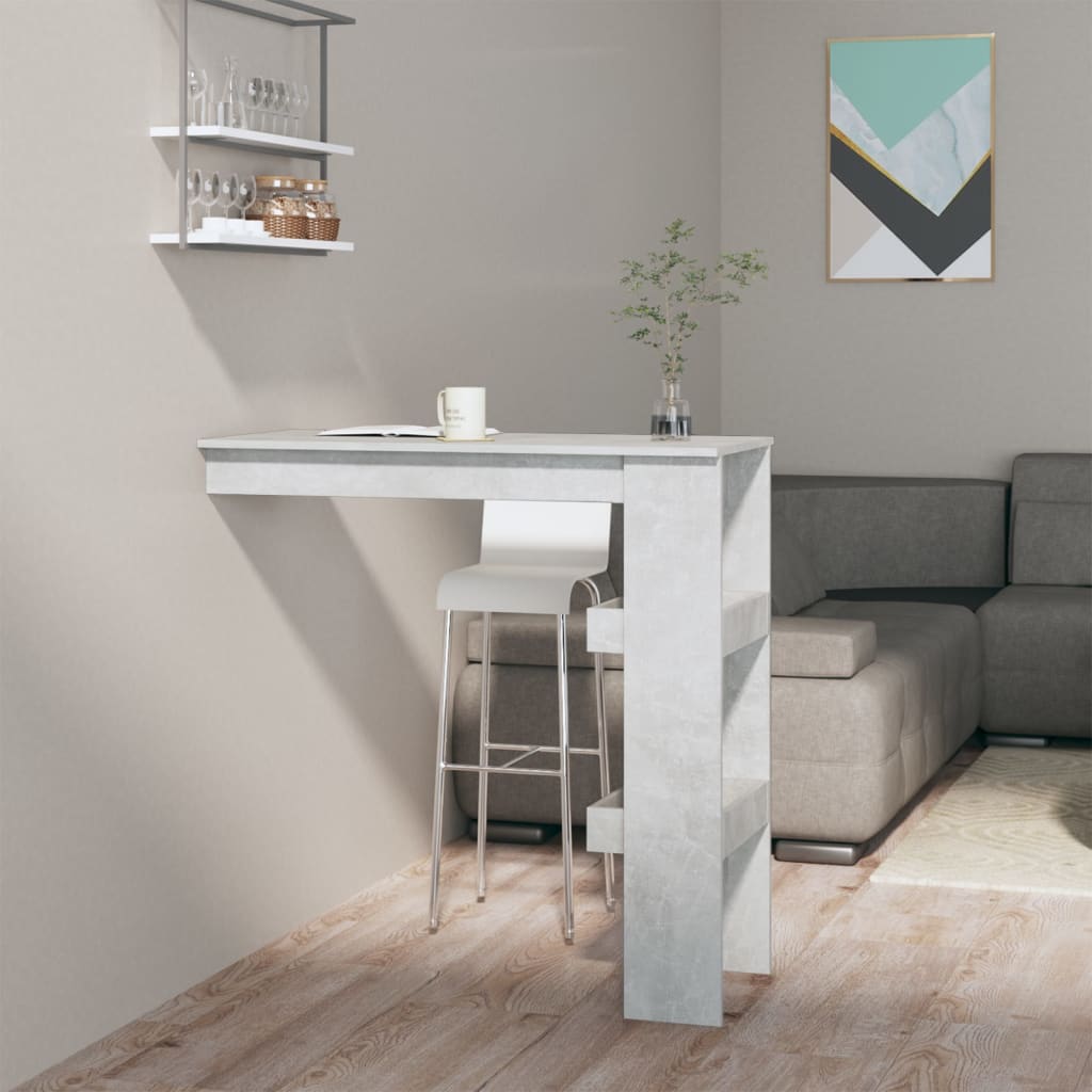Betongrauer Wand-Bartisch, 102 cm