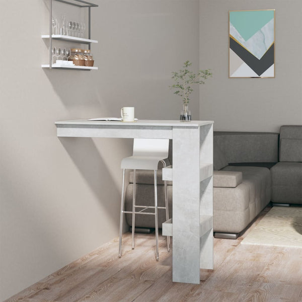 Betongrauer Wand-Bartisch, 102 cm