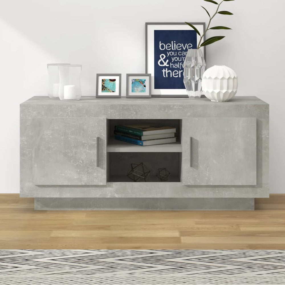 vidaXL Meuble TV gris béton 102x35x45 cm Bois d'ingénierie