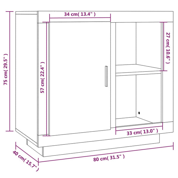Hochglanz Sideboard Weiß 80x40x75 cm