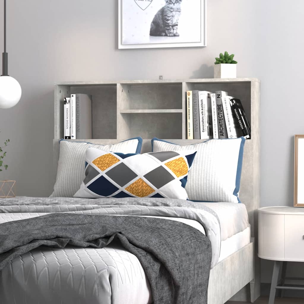 Bett Kopfteil mit Ablagen Betongrau 100 cm