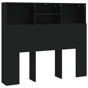 Schwarzes Bettkopfteil mit Ablagen 120 cm