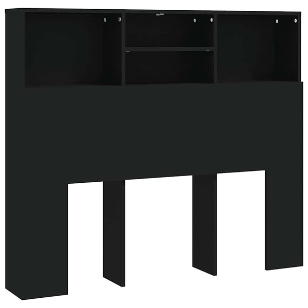 Schwarzes Bettkopfteil mit Ablagen 120 cm