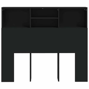 Schwarzes Bettkopfteil mit Ablagen 120 cm