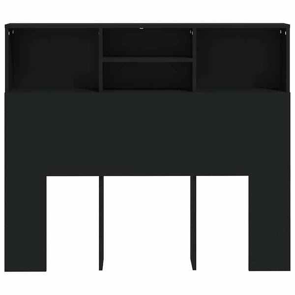 Schwarzes Bettkopfteil mit Ablagen 120 cm