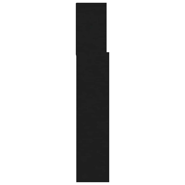 Schwarzes Bettkopfteil mit Ablagen 120 cm